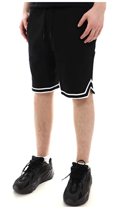 Lacoste Men's Sports Piping Detail Fleece Shorts, Black/White