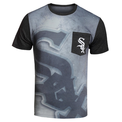 KLEW MLB Men's Chicago White Sox Big Graphics Pocket Logo Tee T-shirt, Red