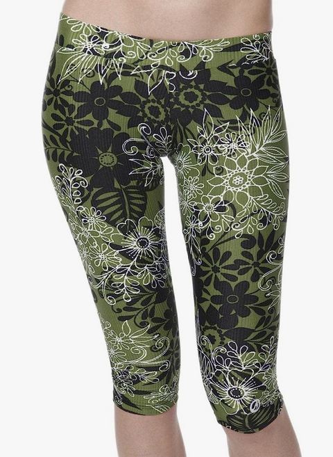 DJ Skins Women's Not Your Average Capri, Green Floral, X-Small (0)