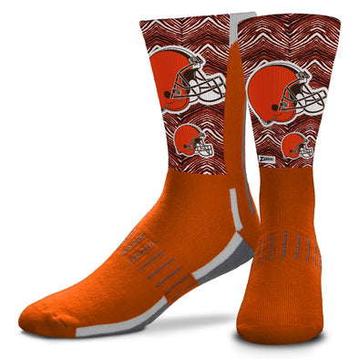 Zubaz X FBF NFL Youth Cleveland Browns Phenom Curve Crew Socks