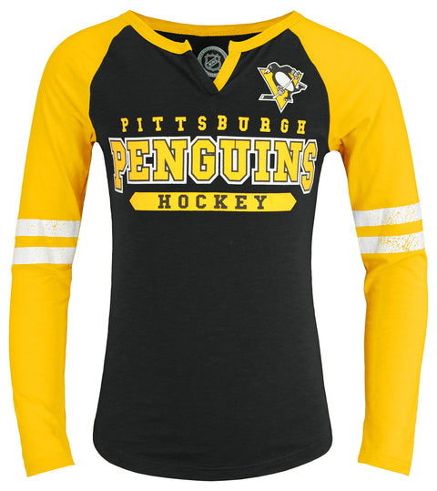Outerstuff NHL Youth Girls (4-14) Pittsburgh Penguins Long Sleeve Slub Top