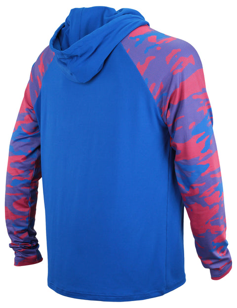 Zubaz NFL Men's Buffalo Bills Team Color Block 1/4 Zip Hoodie W/ Camo Lines
