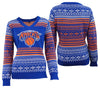 FOCO NBA Women's New York Knicks Big Logo Aztec V-Neck Sweater