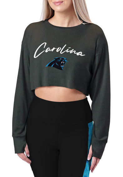 Certo By Northwest NFL Women's Carolina Panthers Central Crop Top, Black