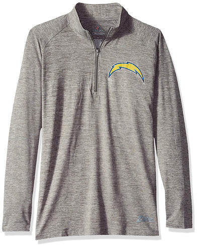 Zubaz NFL Football Women's Los Angeles Chargers Tonal Gray Quarter Zip Sweatshirt