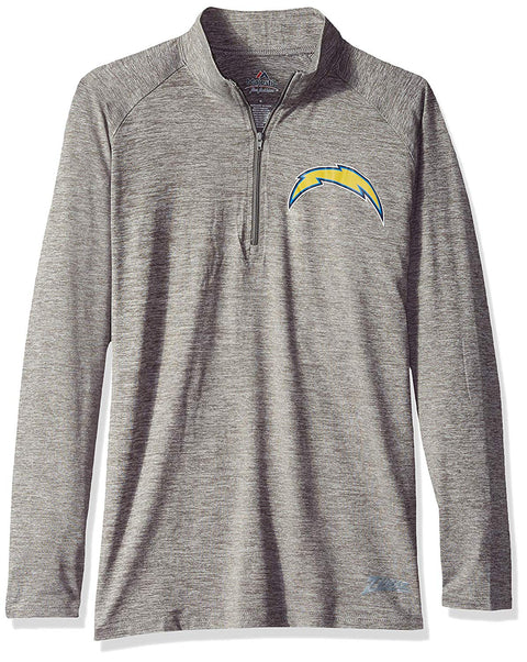 Zubaz NFL Football Women's Los Angeles Chargers Tonal Gray Quarter Zip Sweatshirt
