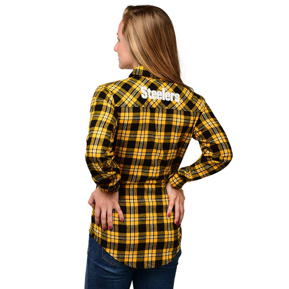 Forever Collectibles NFL Women's Pittsburgh Steelers Check Flannel Shirt