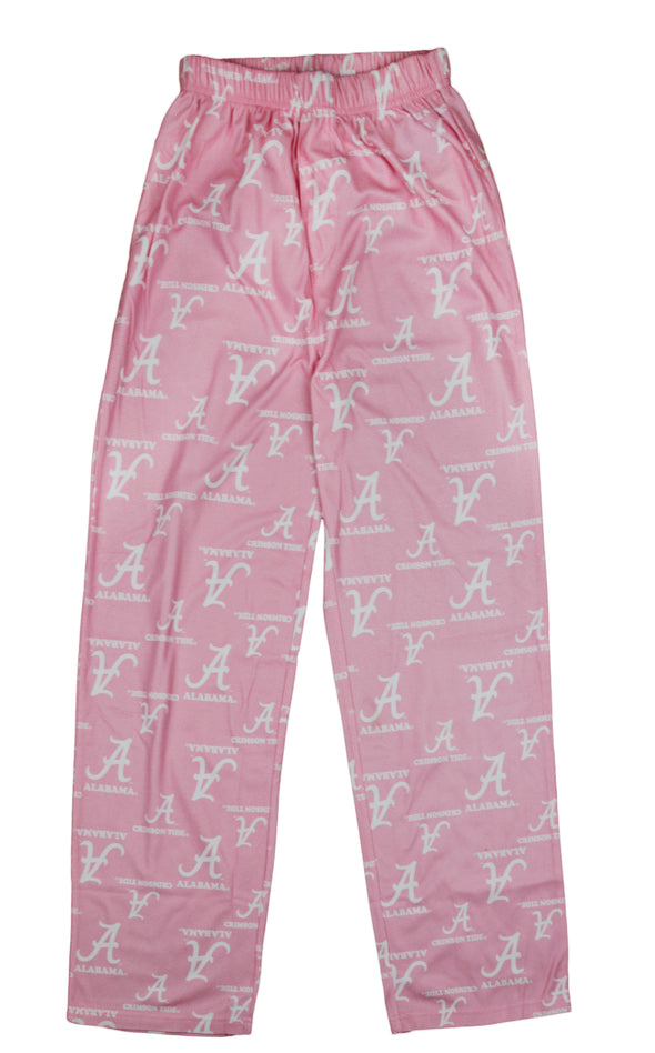 NCAA College Youth Girls Alabama Crimson Tide Lounge Pajama PJ Pants, Pink