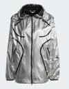 Adidas Women's Stella McCartney TruePace Metalic Running Jacket, Silver Metallic/Black