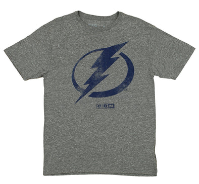 CCM NHL Men's Tampa Bay Lightning Premium Tri-Blend "Bigger Logo" Retro T-Shirt Tee