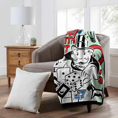 Northwest Hasbro Gaming Monopoly Roll Silk Touch Sherpa Throw Blanket, 50"x60"