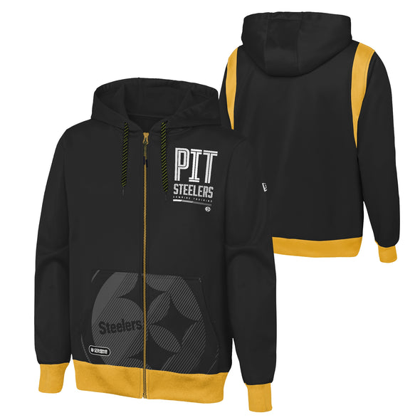 Outerstuff NFL Men's Pittsburgh Steelers Drop Back Performance Fleece Hoodie