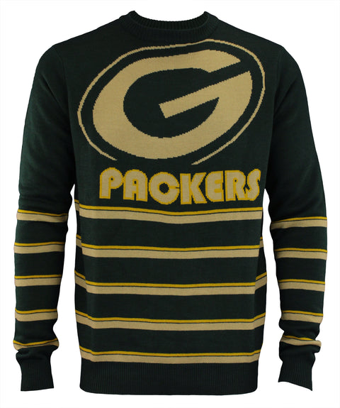 Forever Collectibles NFL Men's Green Bay Packers Retro Stripe Crew Neck Sweater