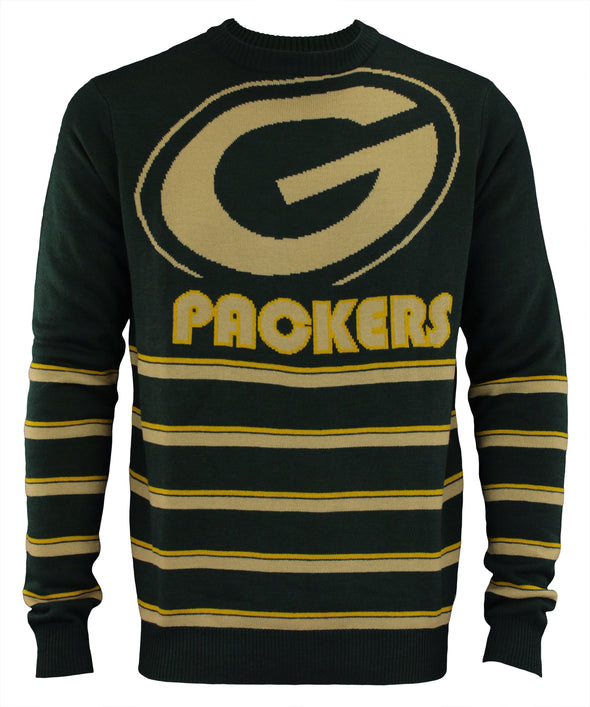 Forever Collectibles NFL Men's Green Bay Packers Retro Stripe Crew Neck Sweater