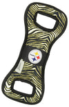 Zubaz X Pets First NFL Pittsburgh Steelers Team Logo Dog Tug Toy with Squeaker