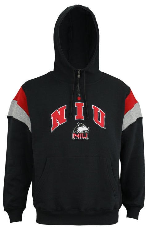 Outerstuff Northern Illinois Huskies NCAA Men's Throwback 1/4 Zip Fleece Hoodie, Black
