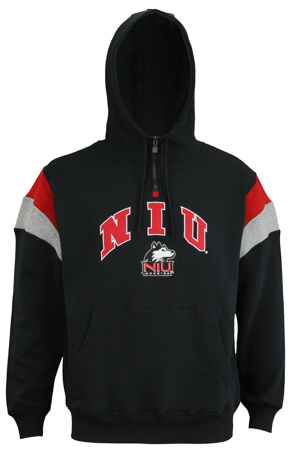 Outerstuff Northern Illinois Huskies NCAA Men's Throwback 1/4 Zip Fleece Hoodie, Black