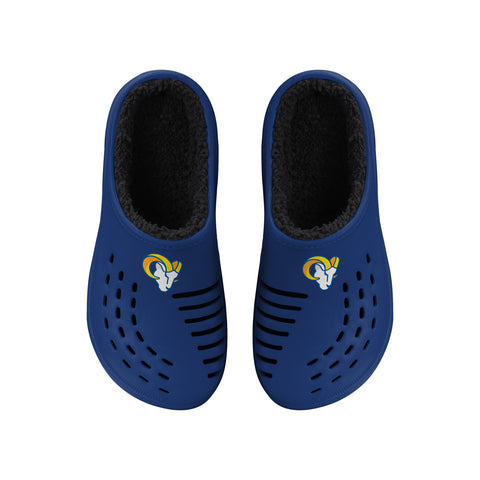 FOCO NFL Men's Los Angeles Rams Sherpa Lined Big Logo Clogs