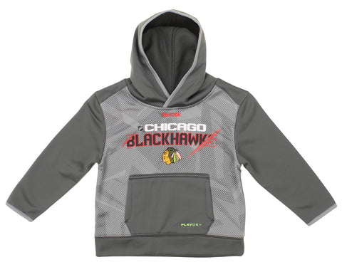 Reebok NHL Hockey Boys Kids Chicago Blackhawks Forecheck PlayDry TNT Pullover Hoodie, Grey