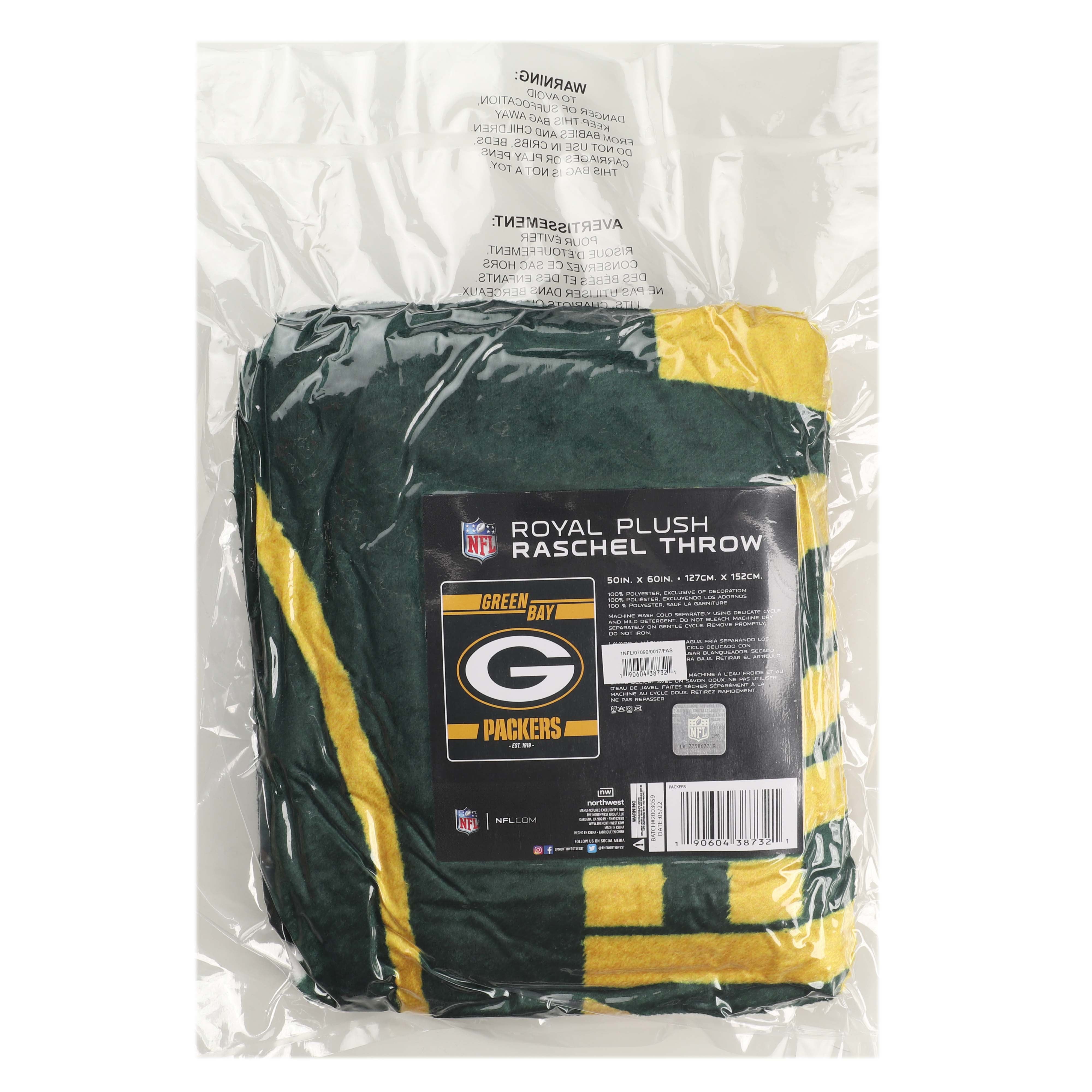 Northwest NFL Polyester Raschel Throw Blanket 50X60 Inch, Green Bay Packers