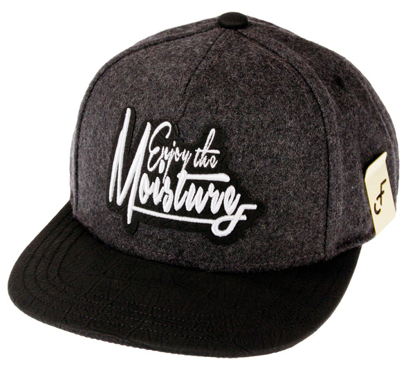 Flat Fitty Enjoy the Moisture Snapback Cap Hat - Charcoal Or White