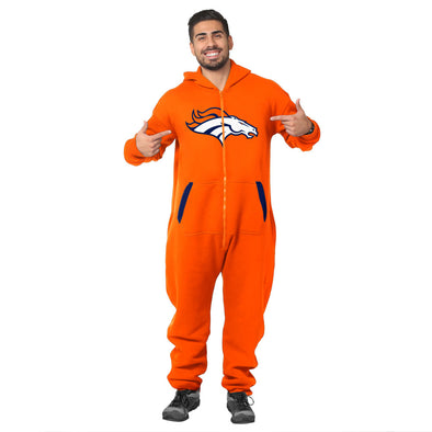 Forever Collectibles NFL Unisex Denver Broncos Logo Jumpsuit, Orange