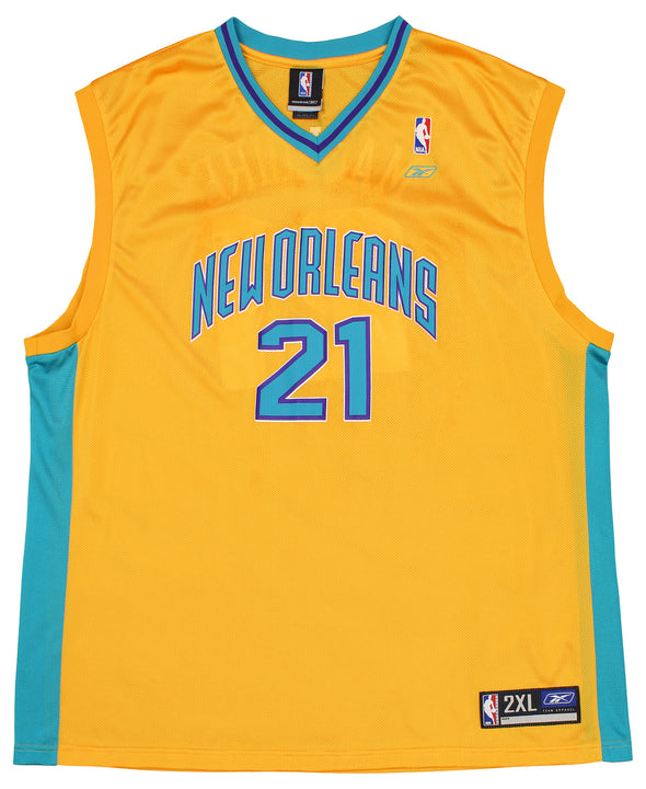 Reebok New Orleans Hornets Jamaal Magloire #21 NBA Men's Replica Jersey, Gold