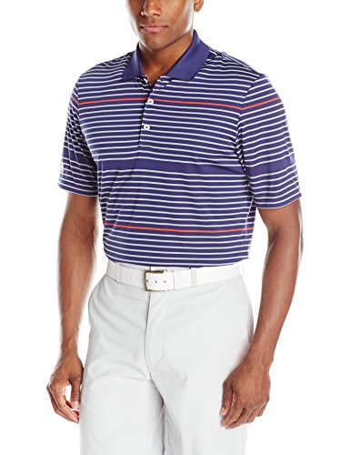 Adidas Golf Men's Climacool Classic Merch Stripe Short Sleeve Shirt Polo, Midnight Indigo
