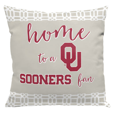 Northwest NCAA Oklahoma Sooners Home Fan 2 Piece Throw Pillow Cover
