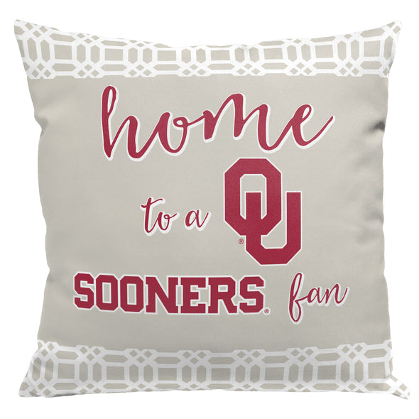 Northwest NCAA Oklahoma Sooners Home Fan 2 Piece Throw Pillow Cover