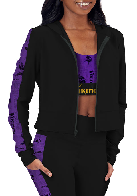 Certo By Northwest NFL Women's Minnesota Vikings All Day Cropped Hoodie, Black