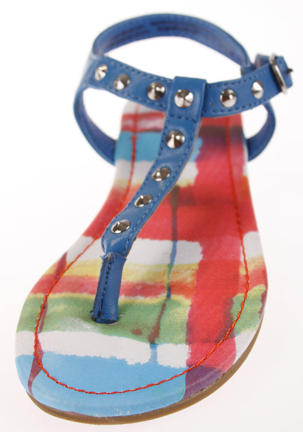 Cherokee Little Girls Freda Slip On Studded Flip Flop Ankle Strap Sandals - 2 Colors