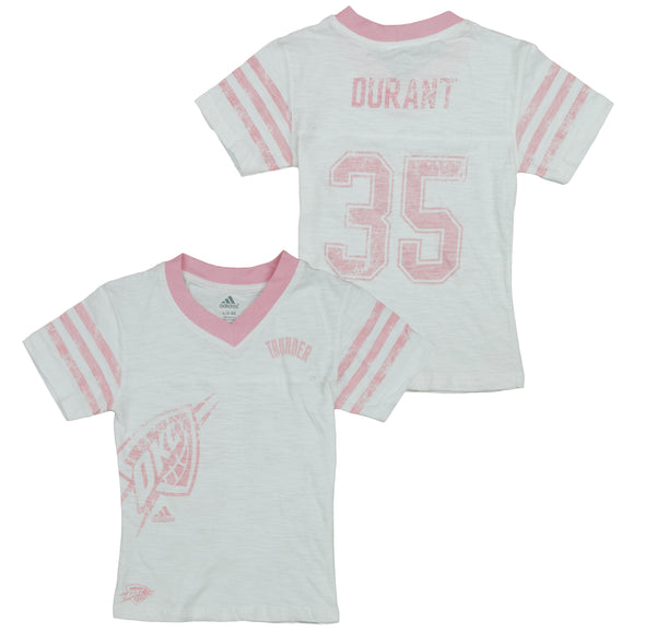 Adidas NBA Little Girls Oklahoma City Thunder Kevin Durant #35 Replica Shirt, White