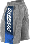 Zubaz NFL Football Mens Los Angeles Chargers Gray Space Dye Shorts