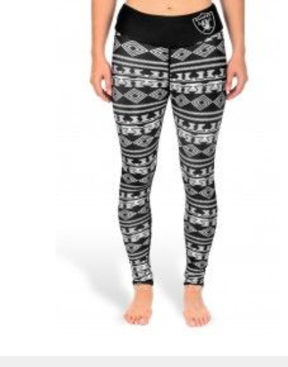Forever Collectibles NFL Womens Oakland Raiders Aztec Print Leggings, Black, Large