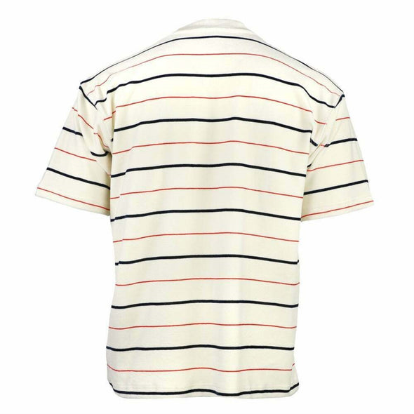 Adidas Men's Short Sleeve Velour Jersey Shirt, Off White, Red & Navy Stripes