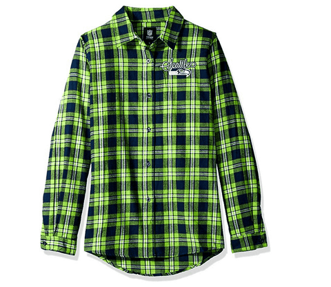Forever Collectibles NFL Women's Seattle Seahawks Check Flannel Shirt