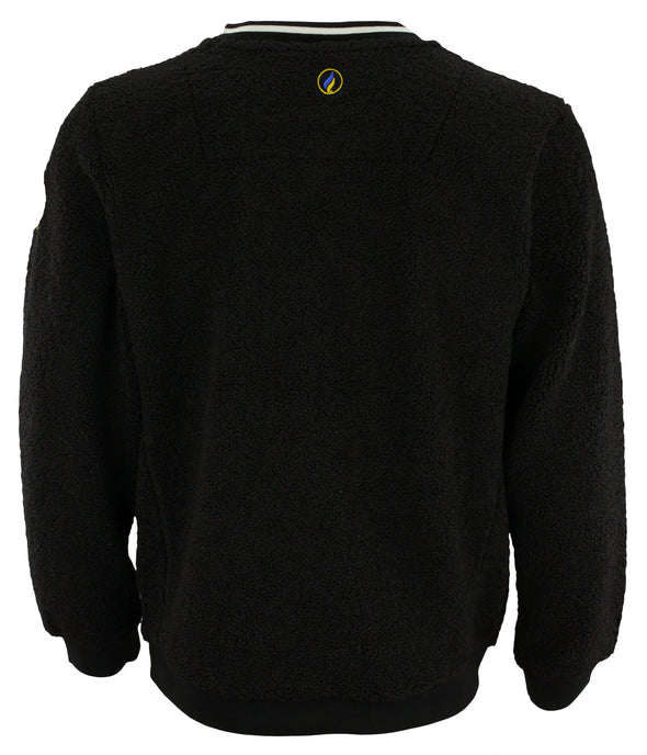 FISLL NBA Men's Golden State Warriors Moto Sherpa Crew Neck Sweatshirt