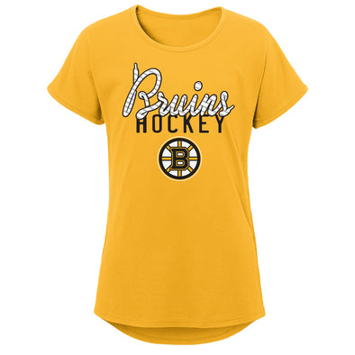 Outerstuff NHL Youth Girls Boston Bruins Laced Through Short Sleeve Tee