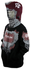 NCAA College Youth Boys Texas A&M Aggies Full Zip Masked Sweatshirt Hoodie, Black