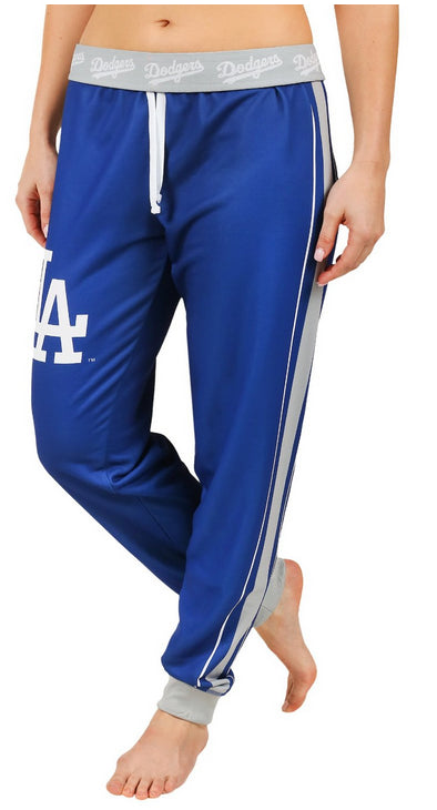 KLEW MLB Women's Los Angeles Dodgers Cuffed Jogger Pants, Blue