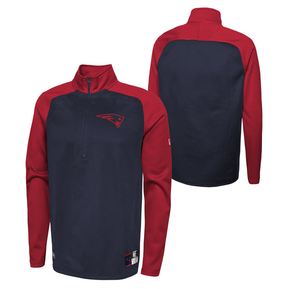 Outerstuff NFL Men's New England Patriots O-Line Performance 1/4 Zip Fleece Top