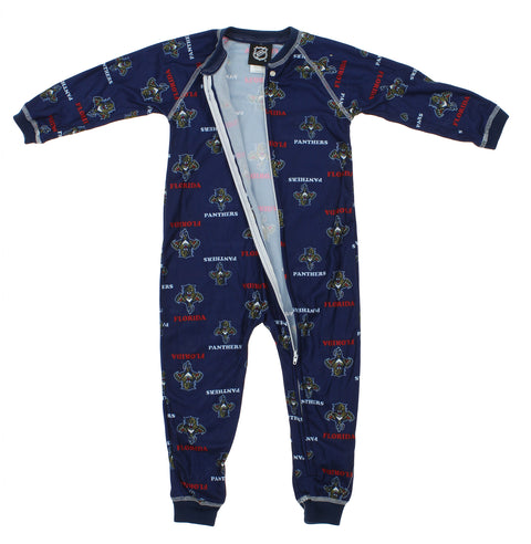 NHL Toddlers Florida Panthers Full Zip Raglan Logo Print Coverall, Navy