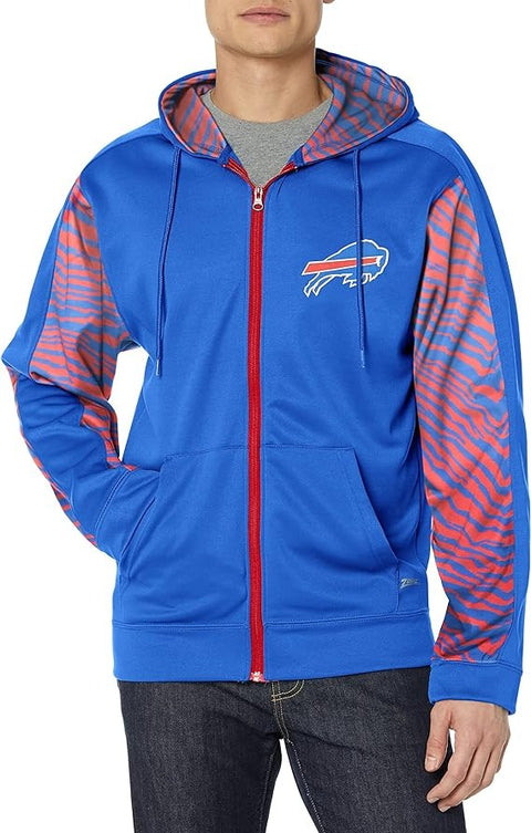 Zubaz Men's Buffalo Bills Team Color Zebra Accent Full Zip Hoodie