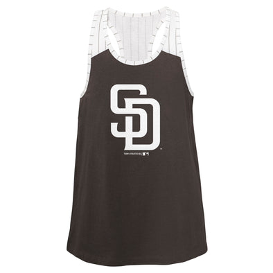 Outerstuff MLB Youth Girls San Diego Padres Pinstripe Team Color Tank Top