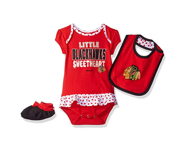 Reebok Infant Girls Chicago Blackhawks 3 Piece Bootie Set, Red