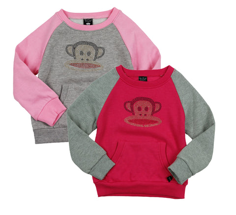 Paul Frank Little Girl's Kids Rhinestone Julius Raglan Pull Over Sweatshirt