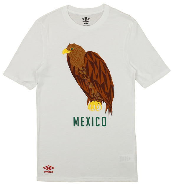 Umbro Mens Mexico Geometric Eagle Graphic Short Sleeve Tee, White