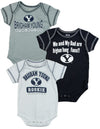 NCAA College Infants Brigham Young Cougars BYU 3 Pack Creeper Bodysuit Set