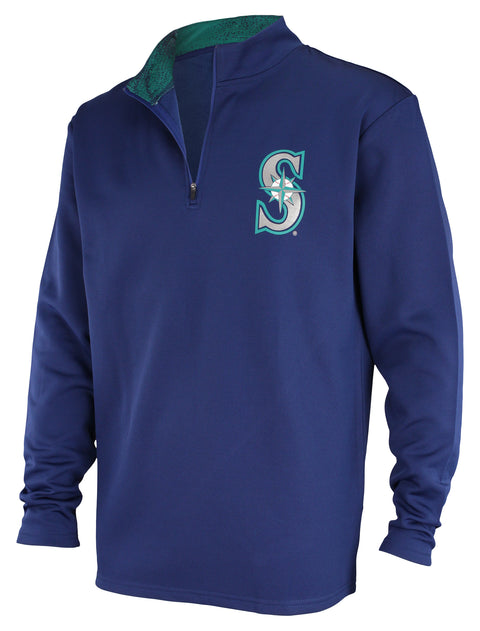 Zubaz MLB Baseball Men's Seattle Mariners Static Collar 1/4 Zip Fleece Pullover
